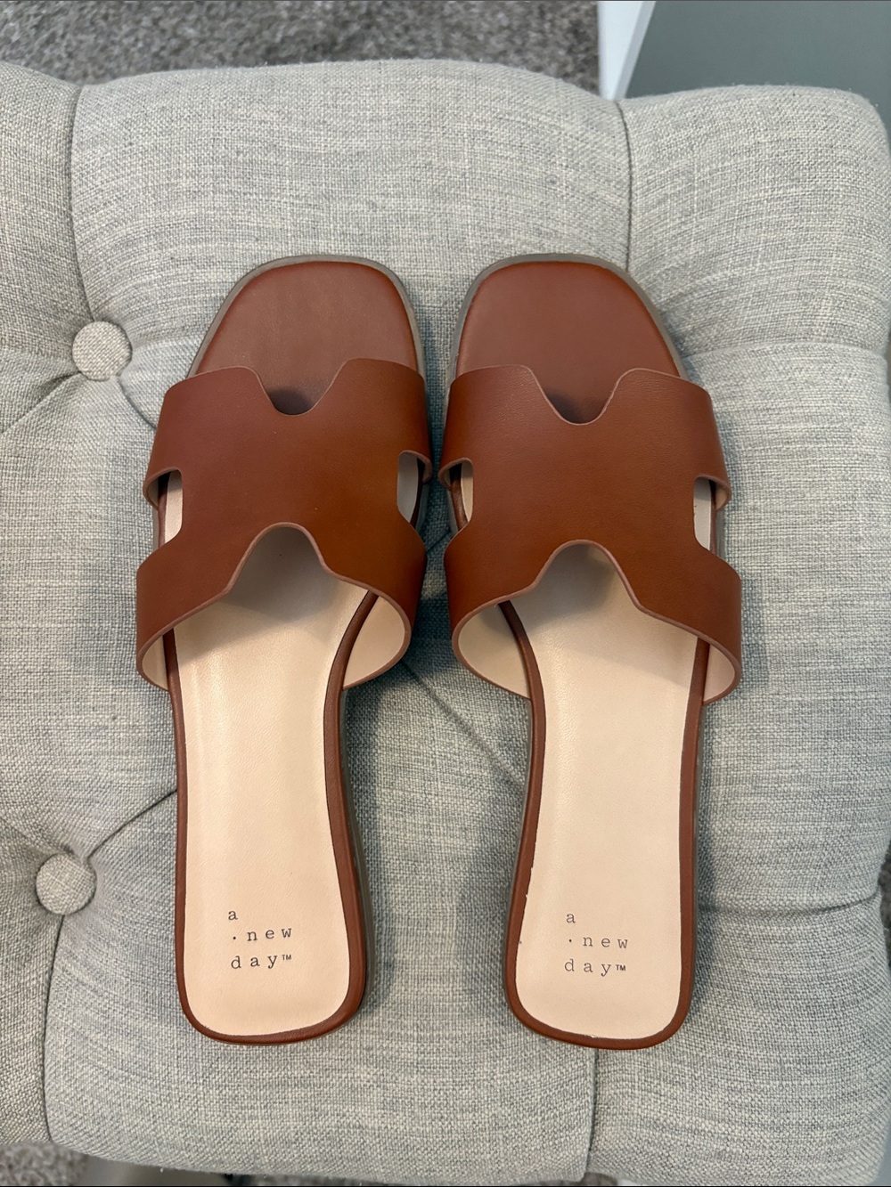 a new day Tan Brown Slide Sandals